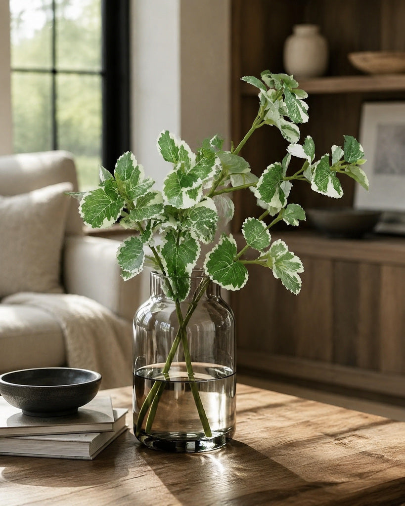 Green White Artificial Cuban Oregano Greenery Spray - 40 cm