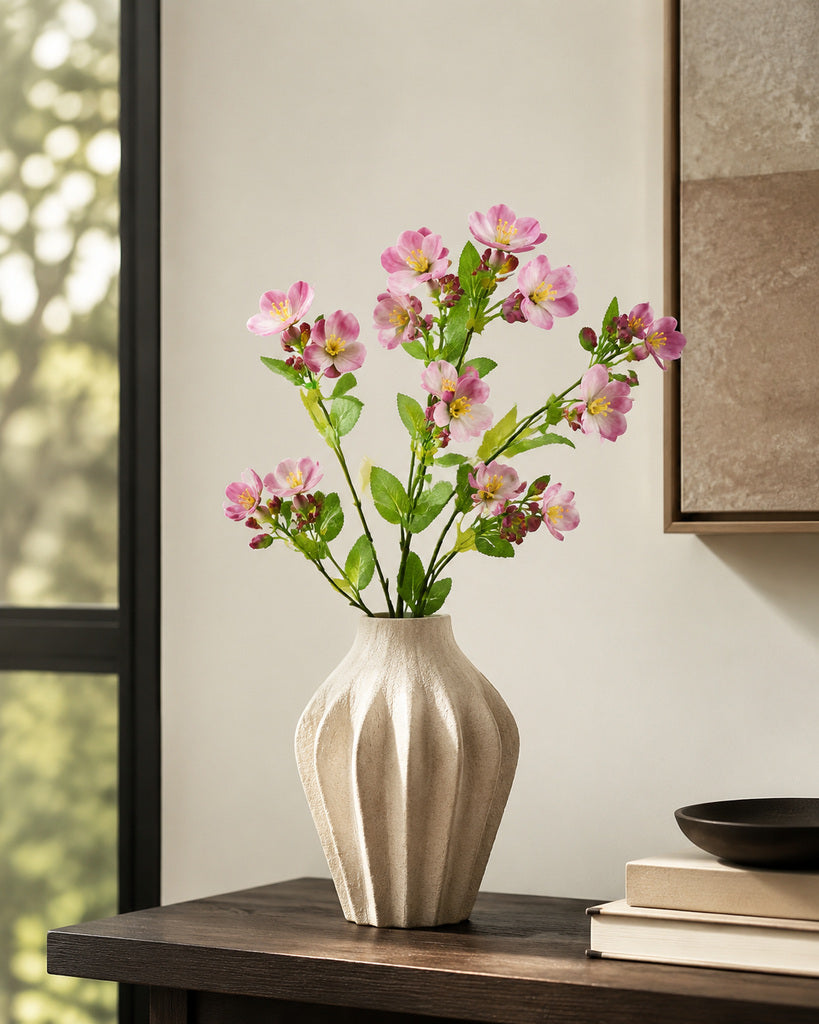 Dusty Purple Artificial Mallow Floral Spray - 55 cm