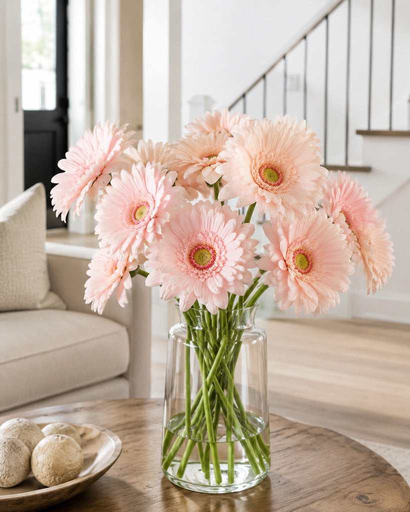 Light Pink PVC Artificial Gerbera Daisy Stem - 65 cm