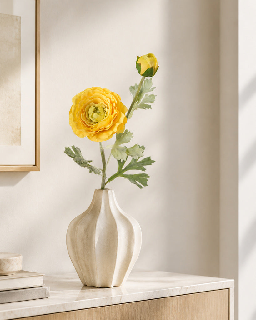 Yellow Artificial Ranunculus Stem - 62cm