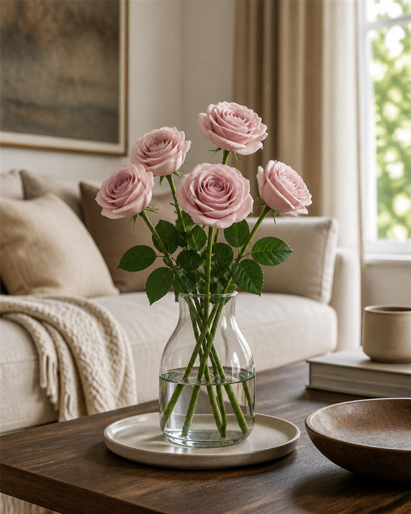 Autumn Pink Fabric Artificial Rose Stem - 66 cm