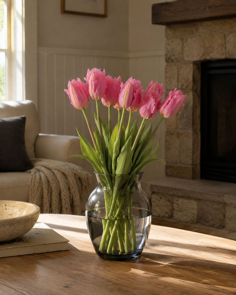 Light Purple Soft Rubber Artificial Parrot Tulip Bouquet - 40 cm