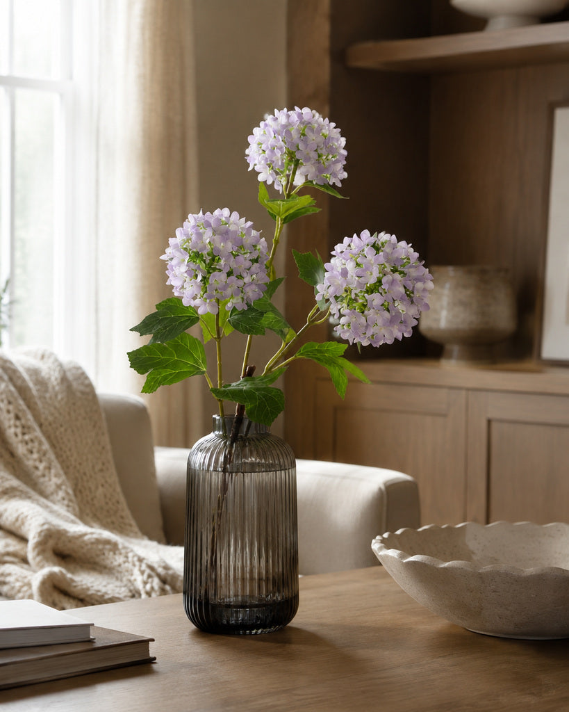 Purple Artificial Wood Hydrangea Spray - 70 cm
