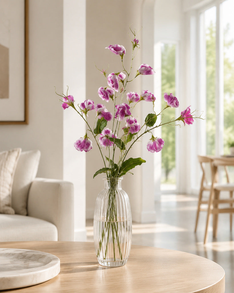 Purple Fabric Artificial Sweet Pea Spray - 73 cm