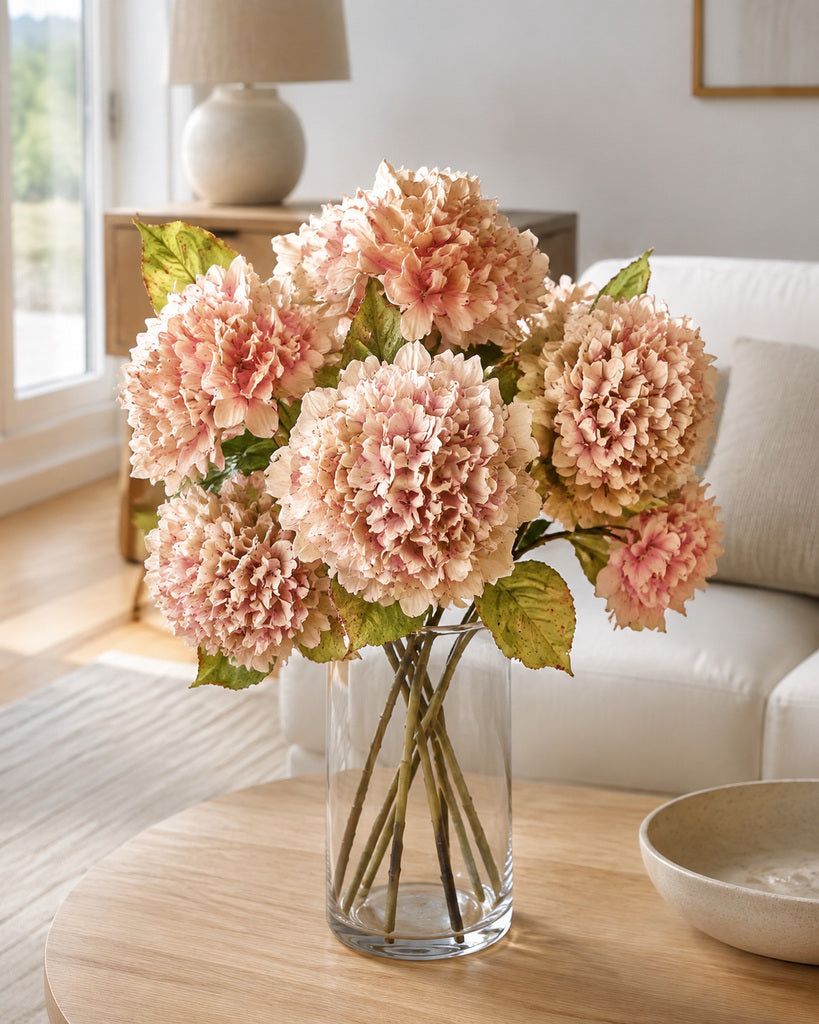 Autumn Pink Artificial Hydrangea Stem - 68 cm