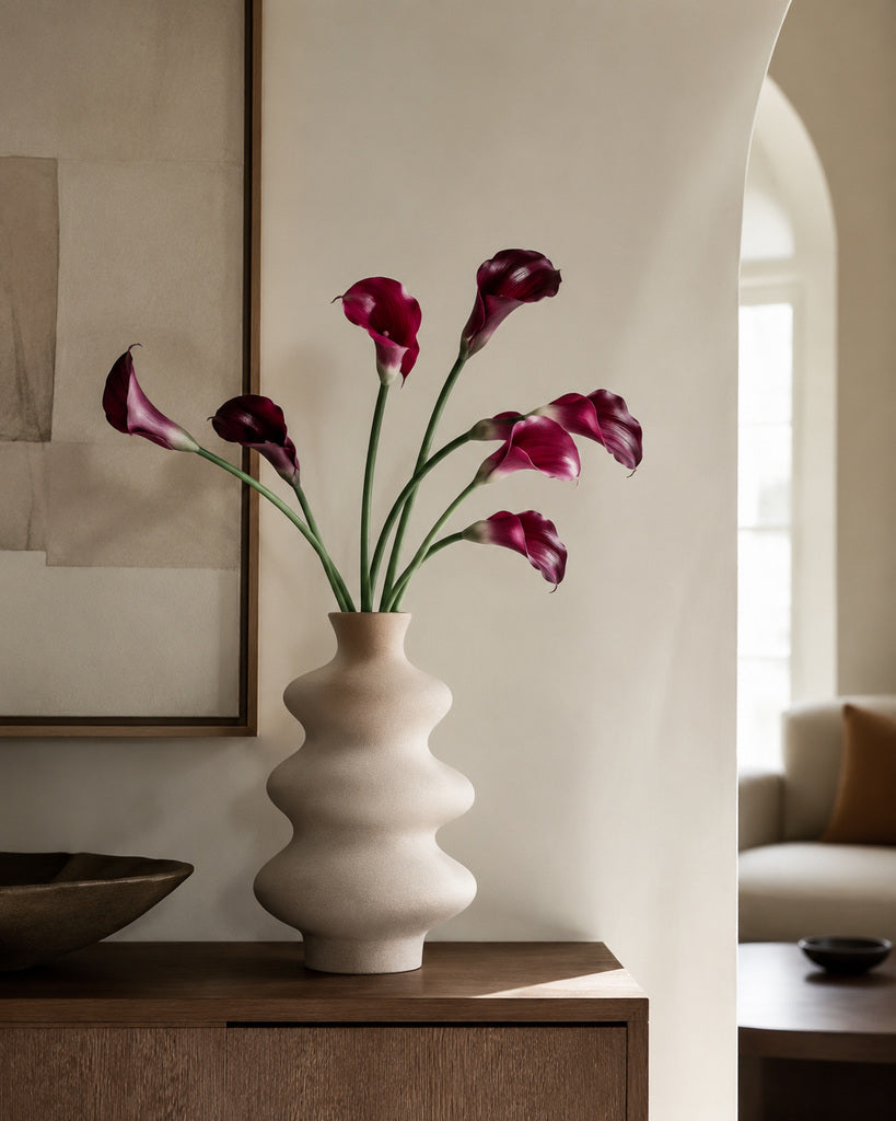 Burgundy Plastic and Soft-Rubber Calla Lily - 55 cm