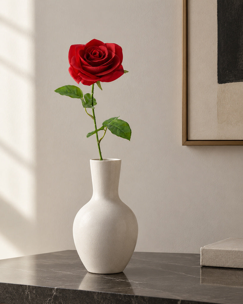 Deep Red Artificial French Rose Stem - 55 cm