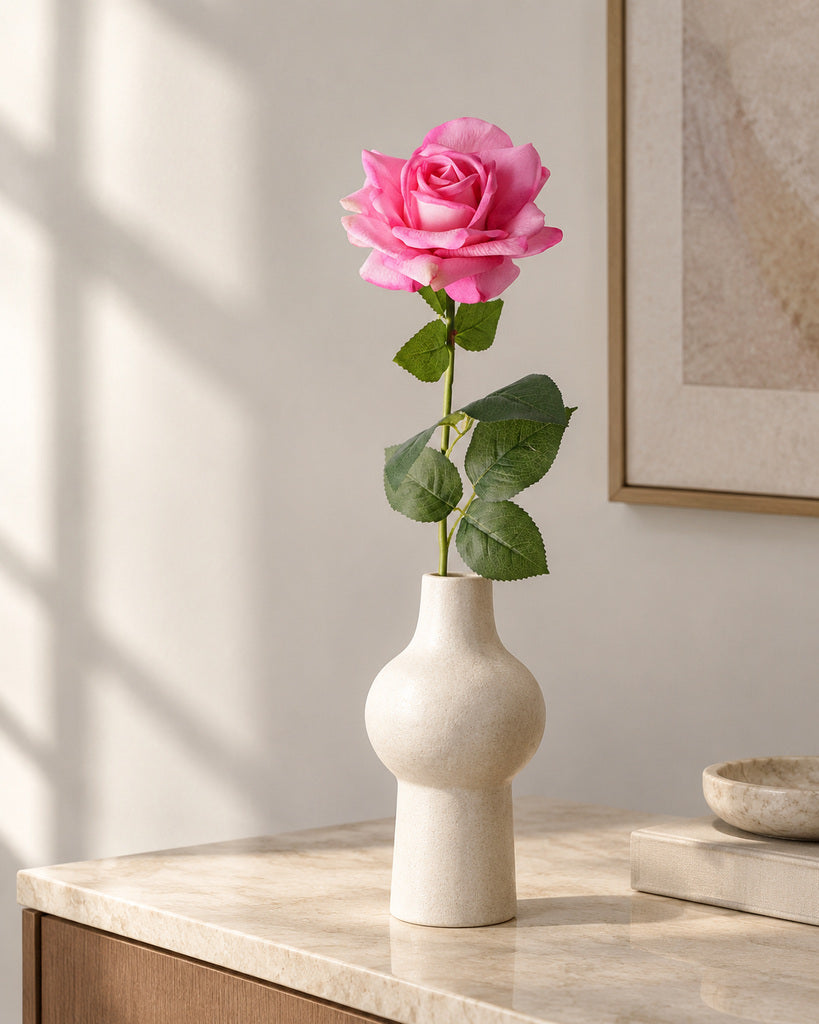 Light Rose Pink Austin Artificial Rose Stem - 73 cm