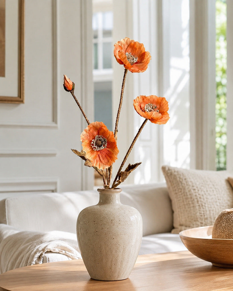 Orange Artificial Autumn Coral Floral Stem