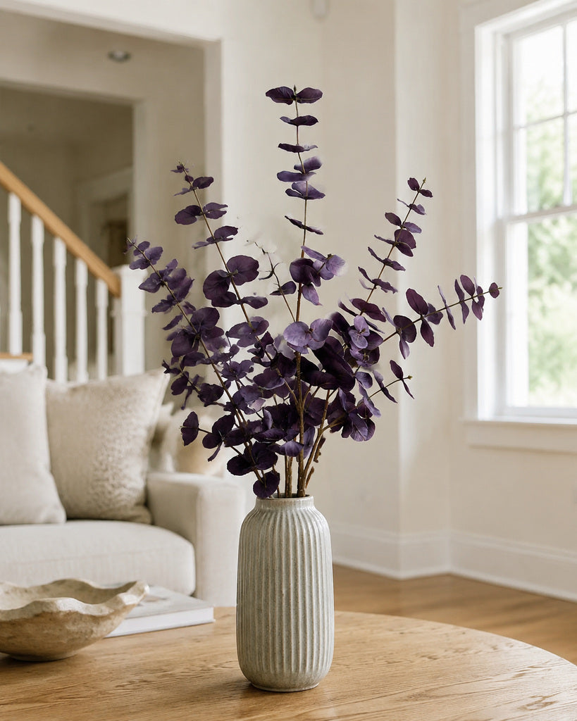 Dusty Purple Artificial Layered Eucalyptus Branch - 86 cm
