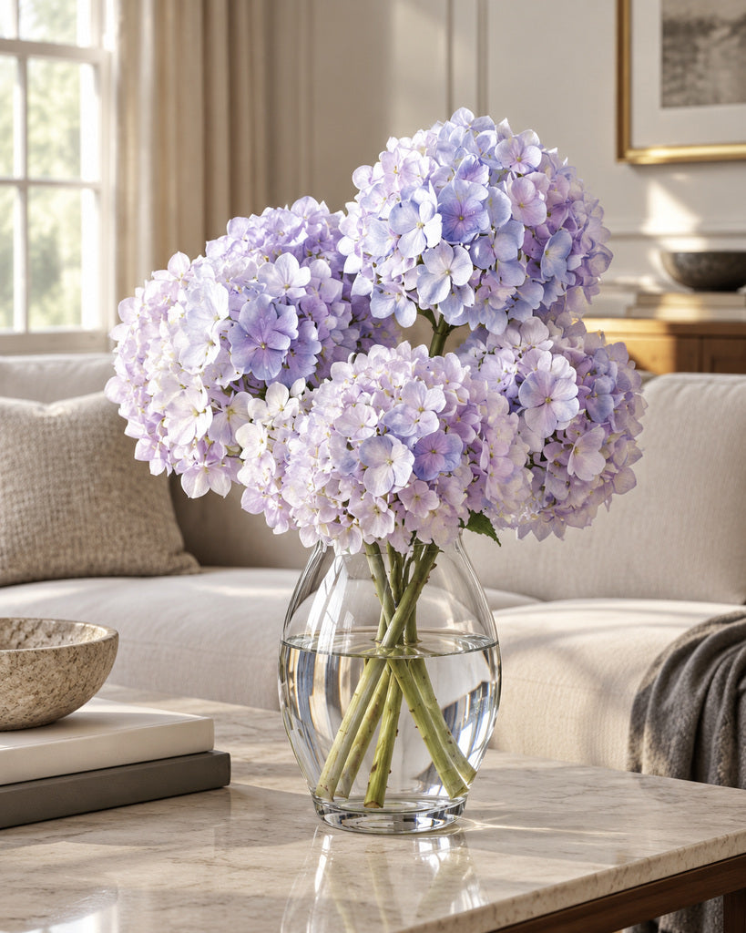 Light Purple Dutch Hydrangea Large Stem - 64 cm