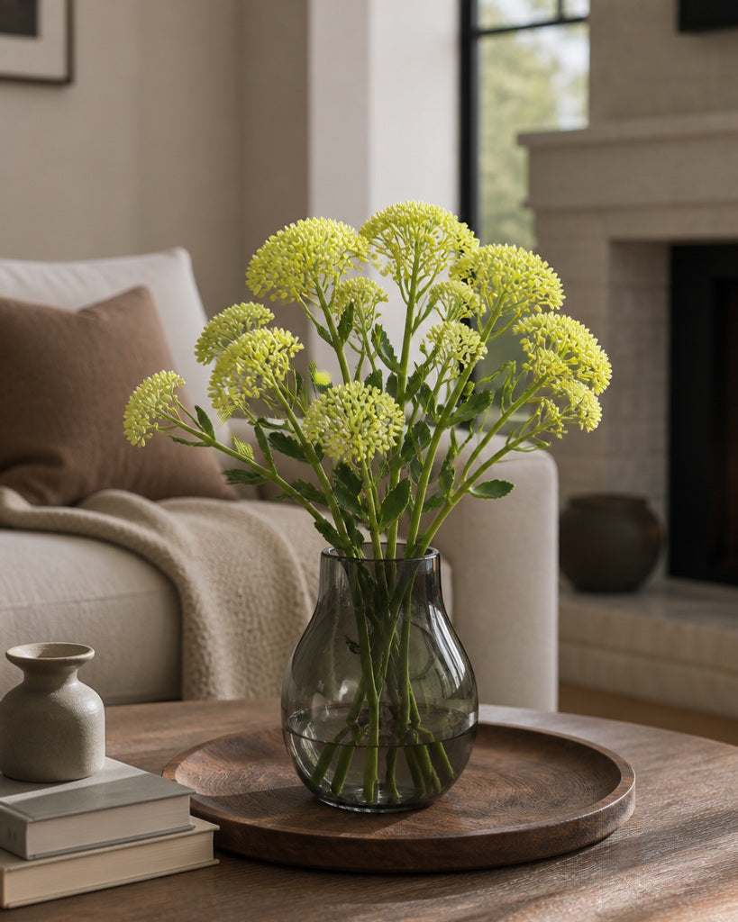 Light Yellow Artificial Sedum Fruit Stem - 55 cm