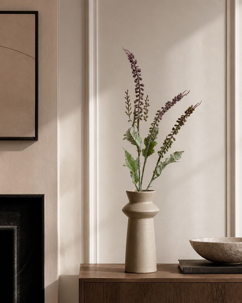 Light Purple Flocked Layered Grass Artificial Stem - 73 cm
