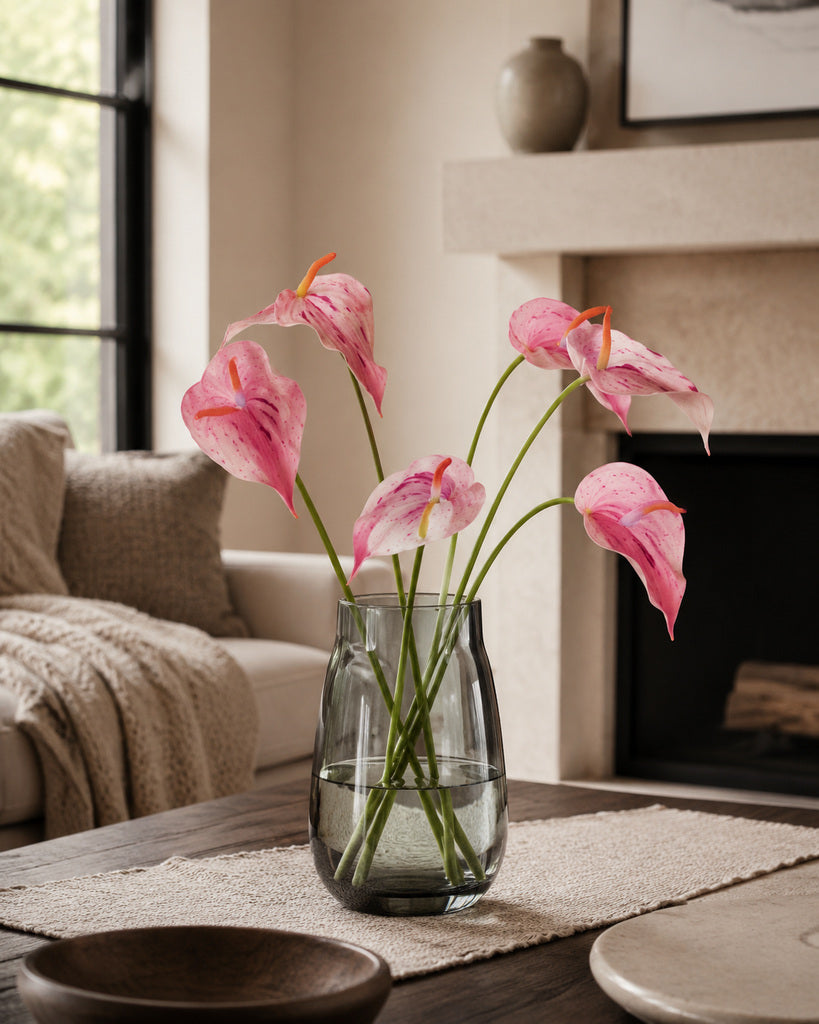Pink Soft Rubber Artificial Anthurium Stem - 72 cm
