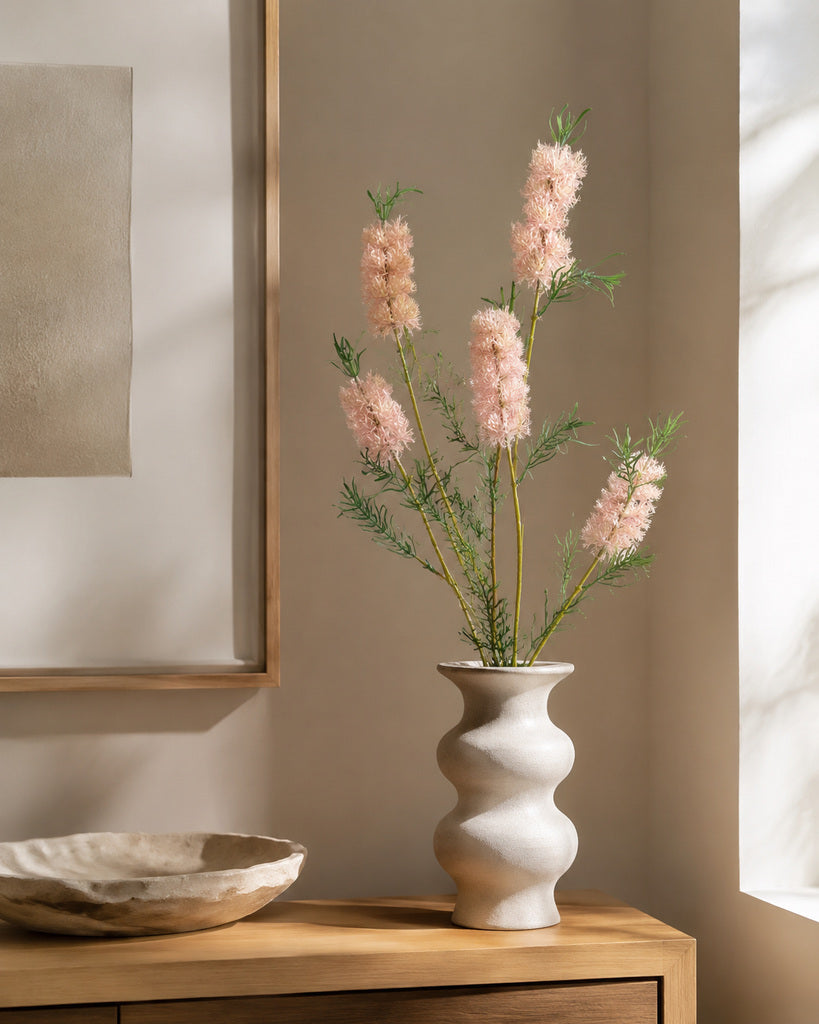 Light Pink Artificial Fluffy Floral Spray - 71 cm