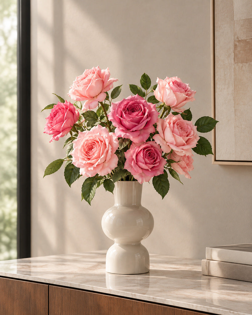 Blush & Deep Pink Rose Faux Flower Bundle