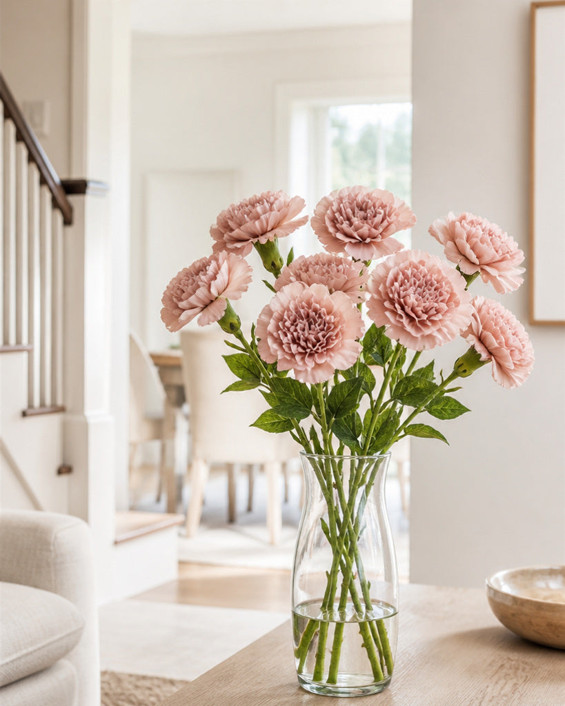 Blush Pink Fabric Artificial Peony Stem - 56 cm