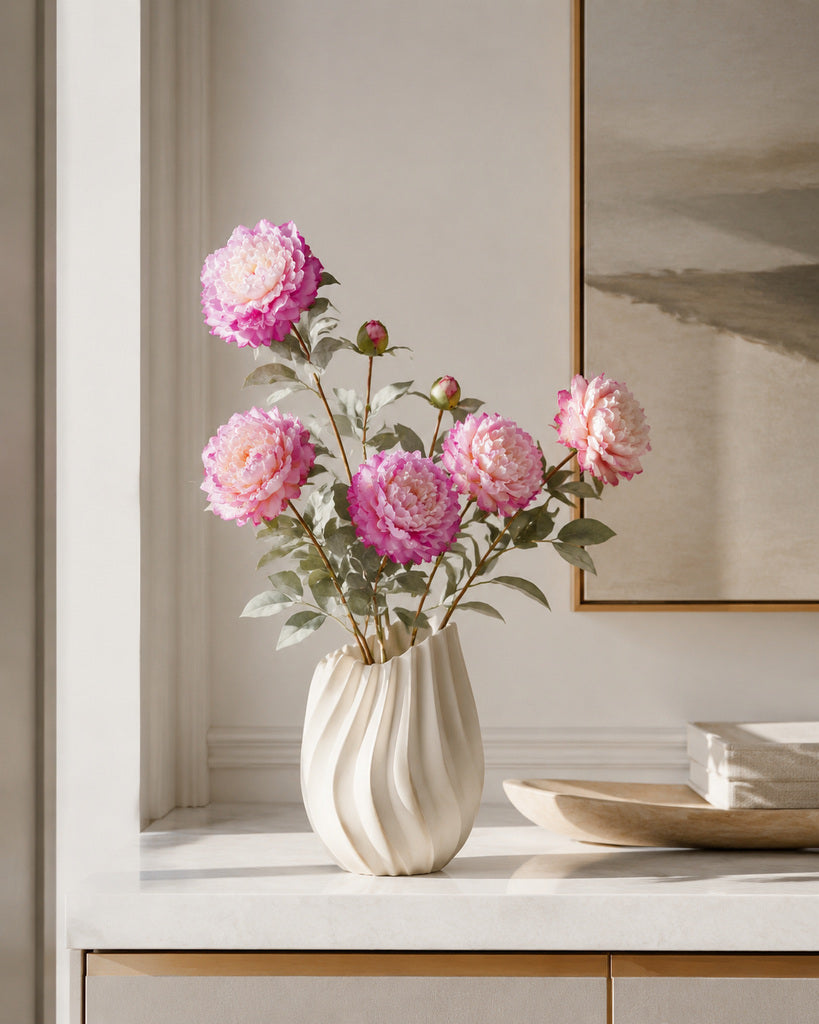 Purple Fabric Artificial Peony Stem - 64 cm