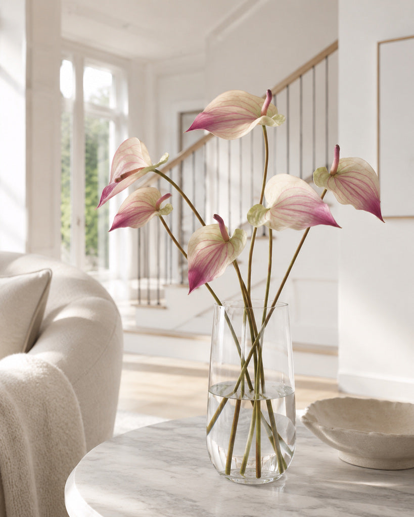 Peach Pink Soft Rubber Artificial Anthurium Stem - 72 cm