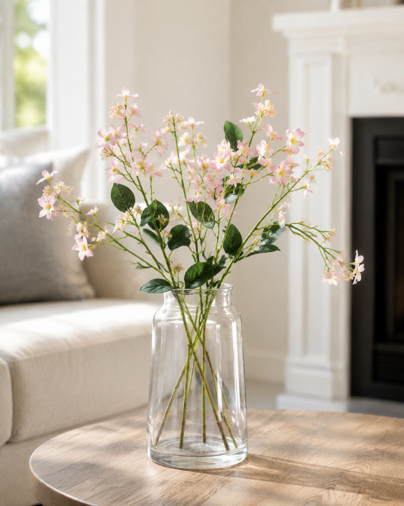 Pink Fabric Artificial Tung Flower Spray - 62 cm