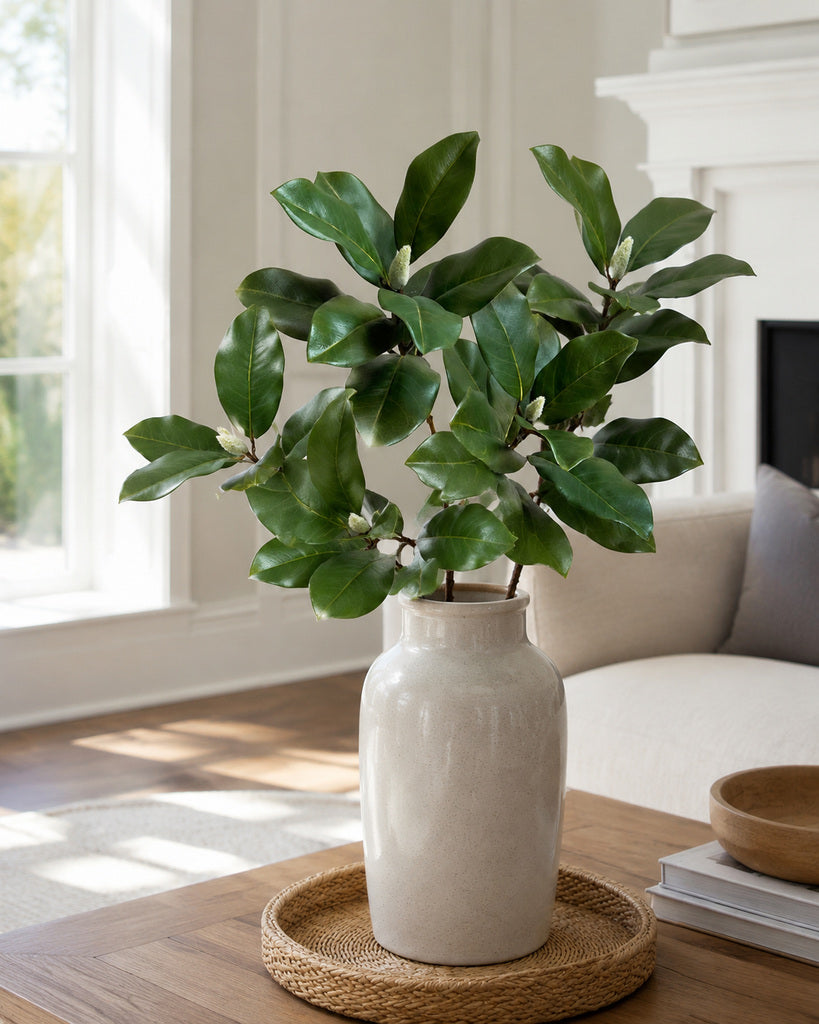 Green Artificial Magnolia Leaf Branch - 72 cm
