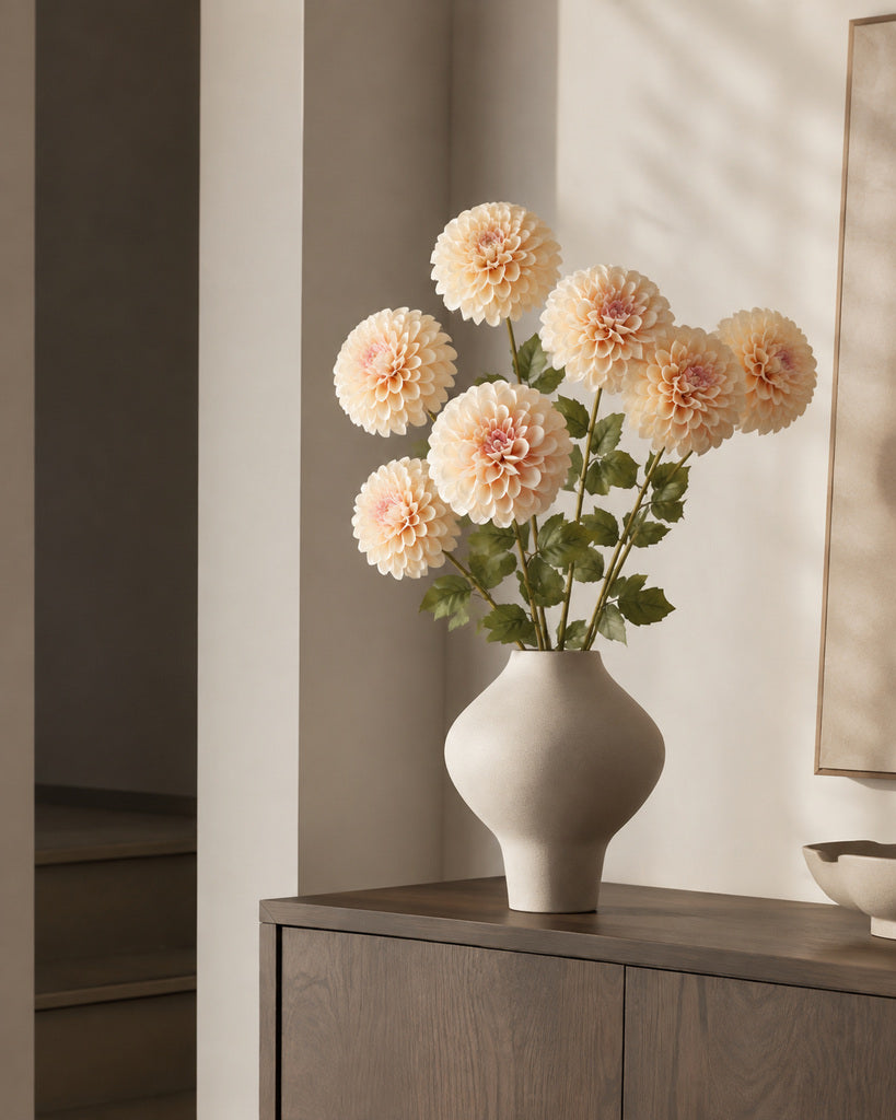 Champagne Pink Fabric Artificial Chrysanthemum Stem - 57 cm
