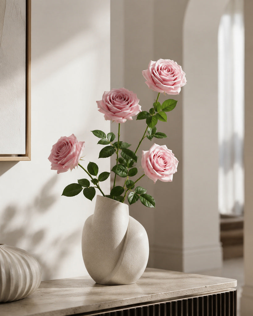 Autumn Pink Fabric Artificial Rose Stem - 66 cm