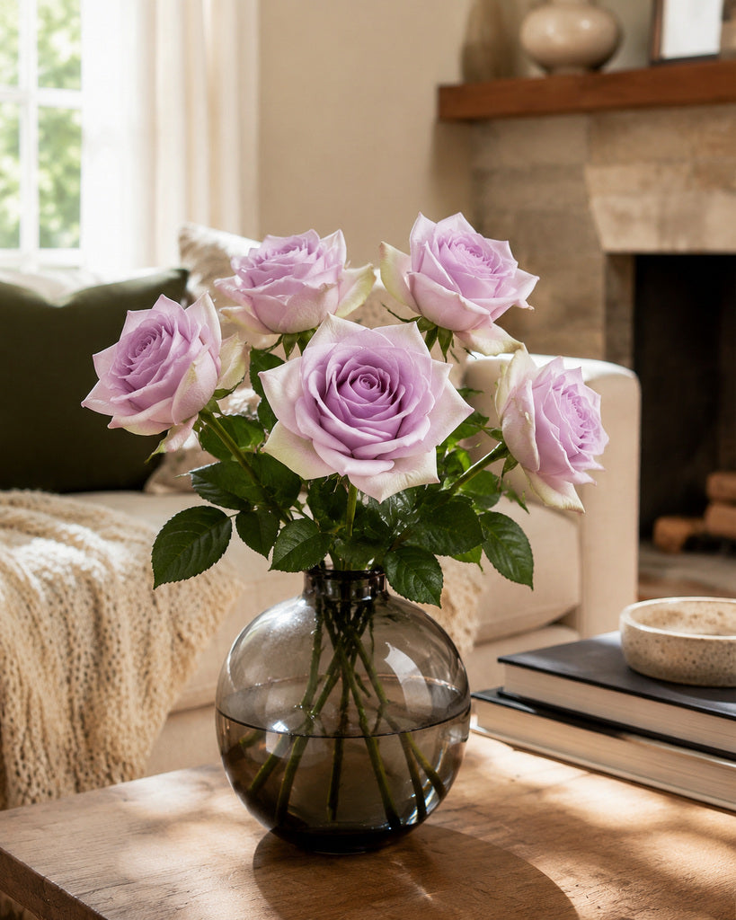 Lavender Green Real Touch Artificial Carola Rose Stem - 66 cm