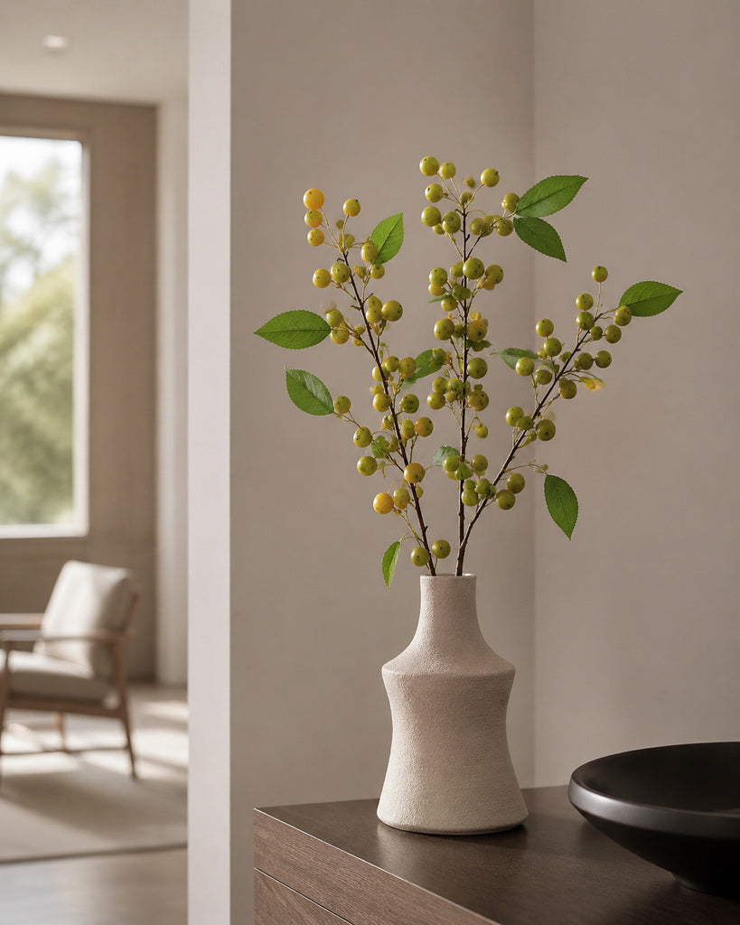 Green Artificial Crabapple Fruit Branch - 95 cm