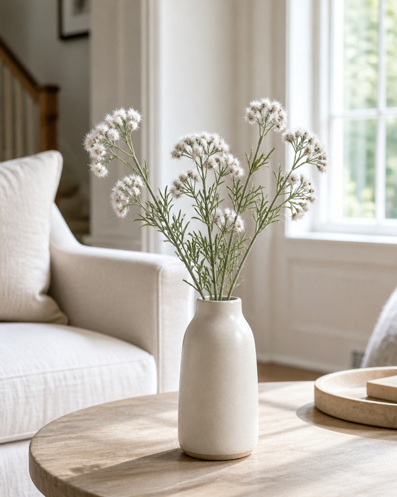 White Flocked Artificial Dandelion Stem - 35 cm
