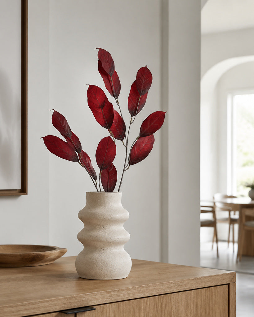 Cherry Red Artificial Crape Myrtle Leaf Branch - 84 cm