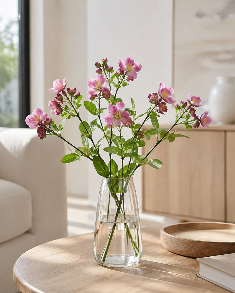 Dusty Purple Artificial Mallow Floral Spray - 55 cm