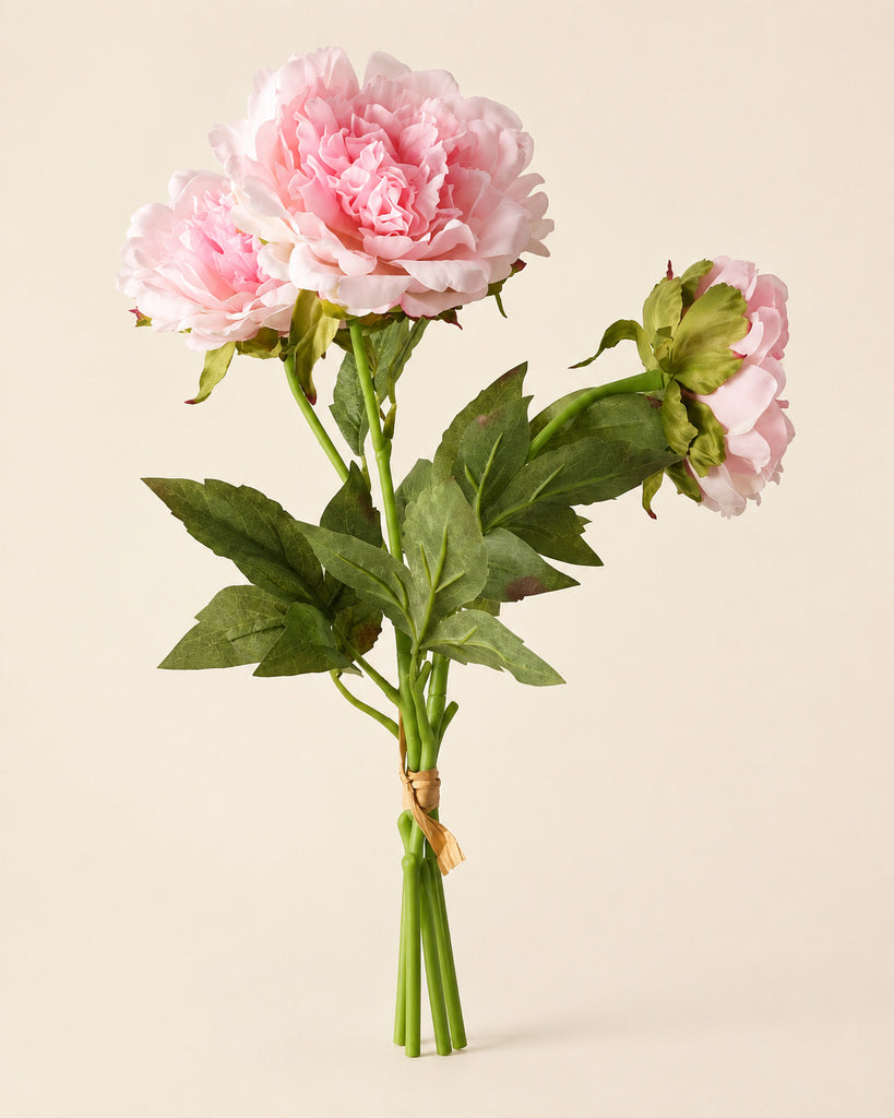 Light Pink 3-Stem Artificial Peony Bouquet - 60 cm