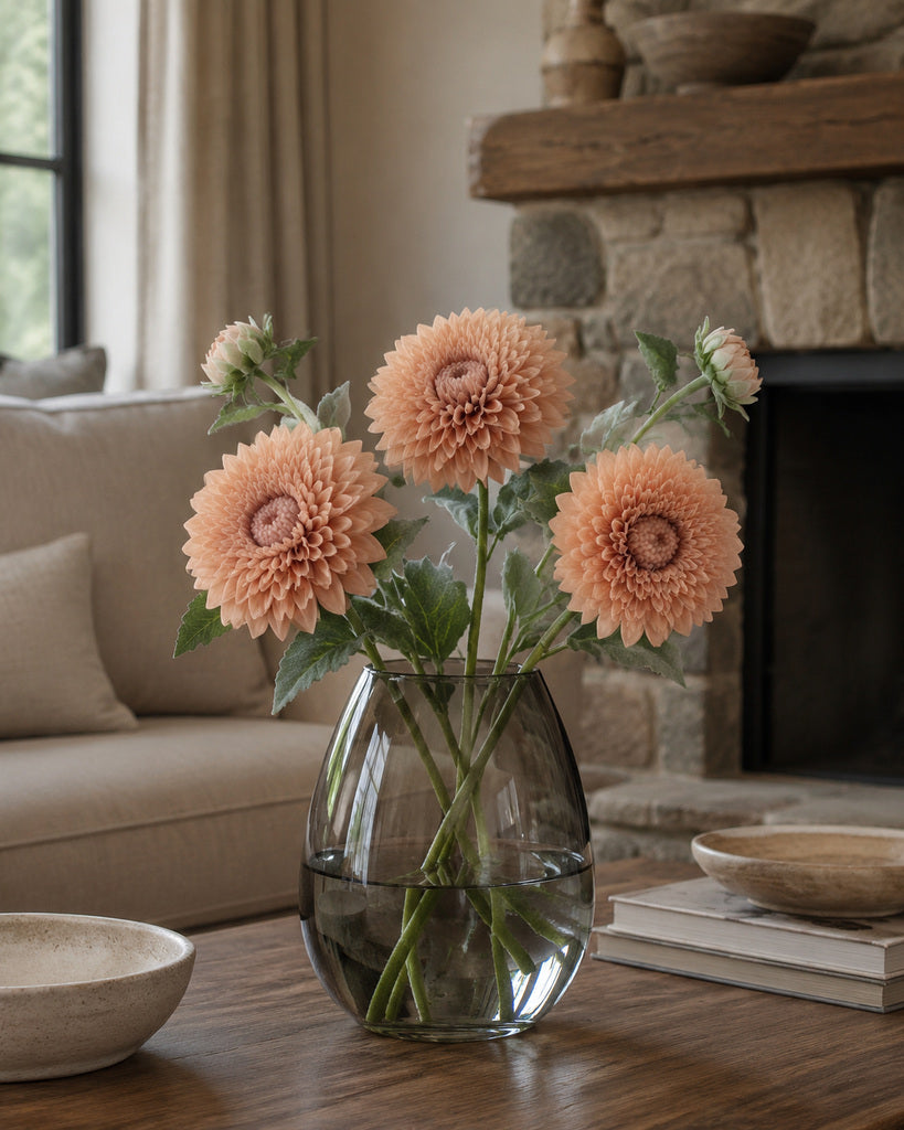 Coffee Brown Fabric Artificial Sunflower Stem - 45 cm