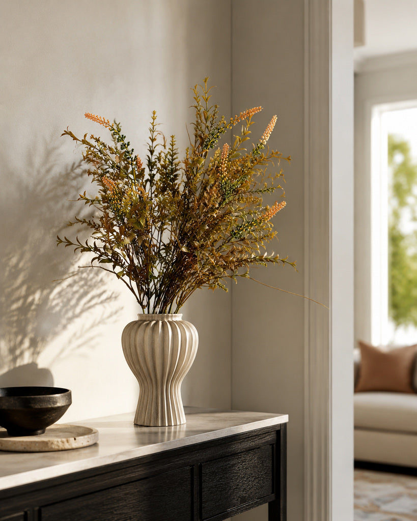 Coffee Brown Plastic Artificial Wheat Spike Greenery Bush - 62 cm