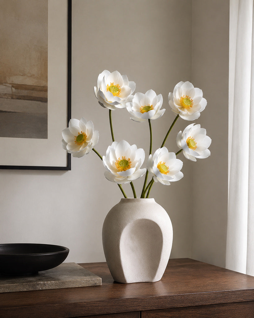 White Artificial Lotus Floral Stem - 60 cm