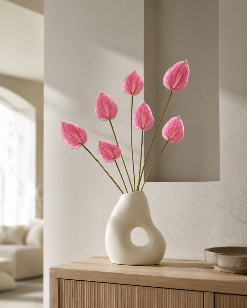 Pink Artificial Anthurium Stem - 80 cm