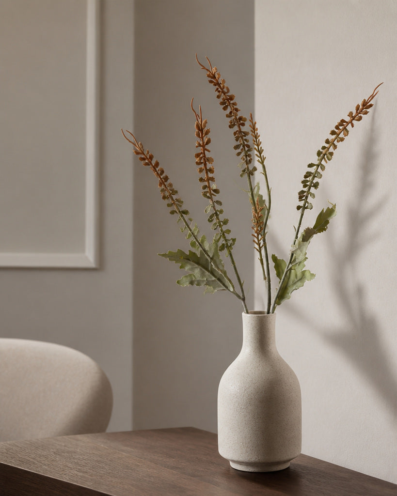 Deep Brown Flocked Layered Grass Artificial Stem - 73 cm