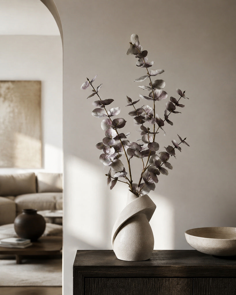 Sea Gray Artificial Layered Eucalyptus Branch - 86 cm