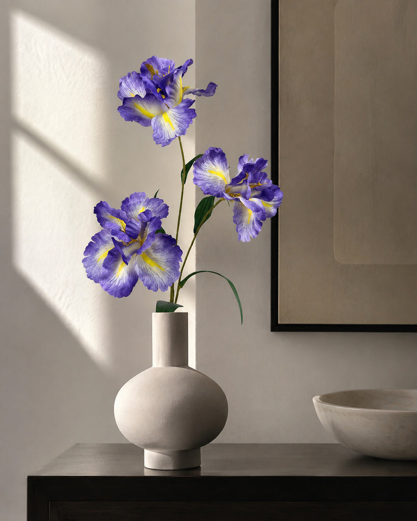 Blue Purple Artificial Large Iris Spray - 88 cm