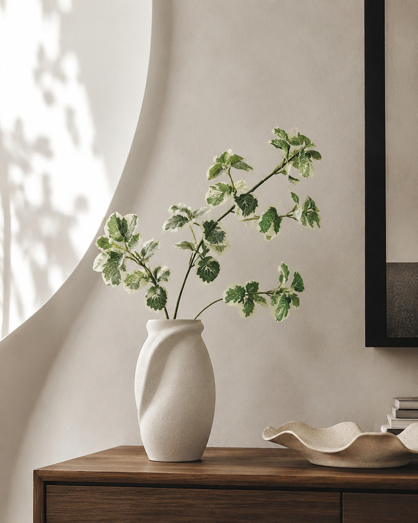 Green White Artificial Cuban Oregano Greenery Spray - 40 cm