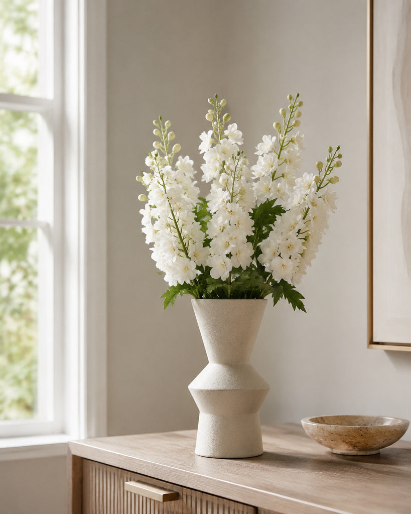 White Fabric Artificial Delphinium Spray - 72 cm