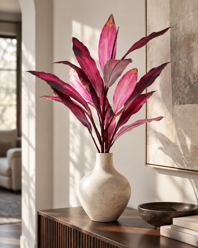 Red Artificial Canna Leaf Branch - 120 cm