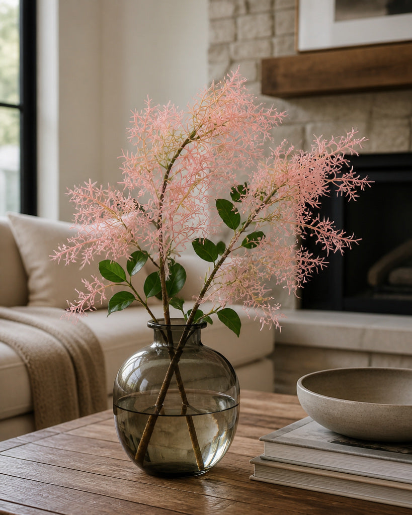 Pink Artificial Smoke Bush Branch - 85 cm