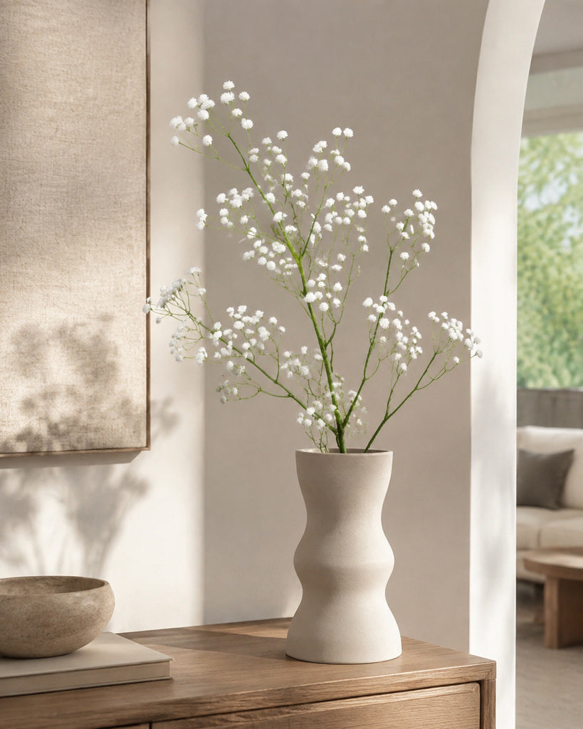 White Plastic & Fabric Artificial Baby's Breath Spray - 64 cm