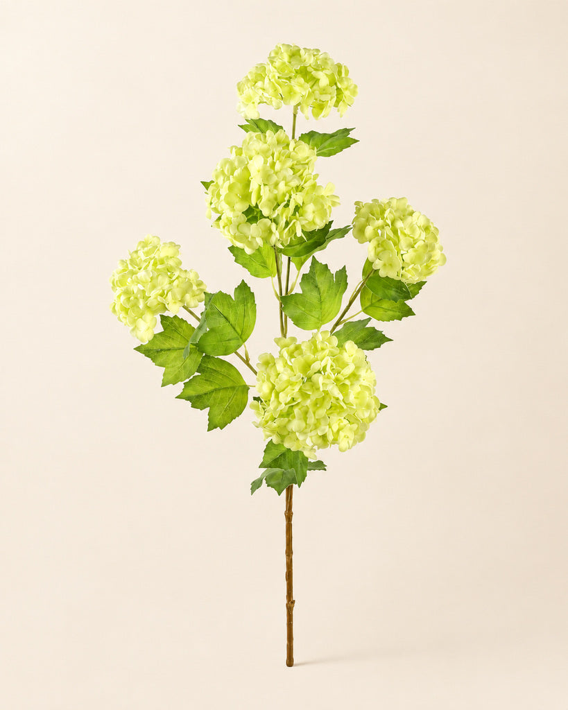 White Green 5-Head Soft-Touch Mini Hydrangea Stem - 85 cm