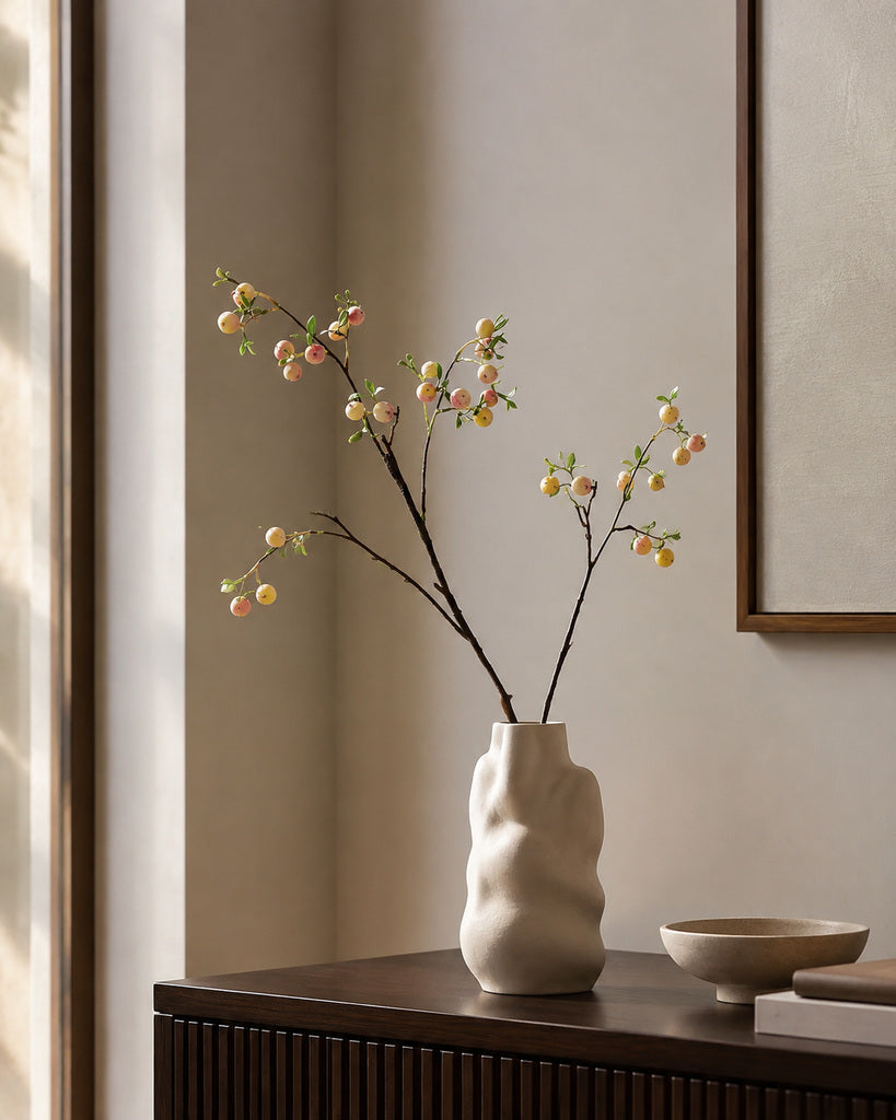 Orange Plastic Artificial Blueberry Branch - 71 cm