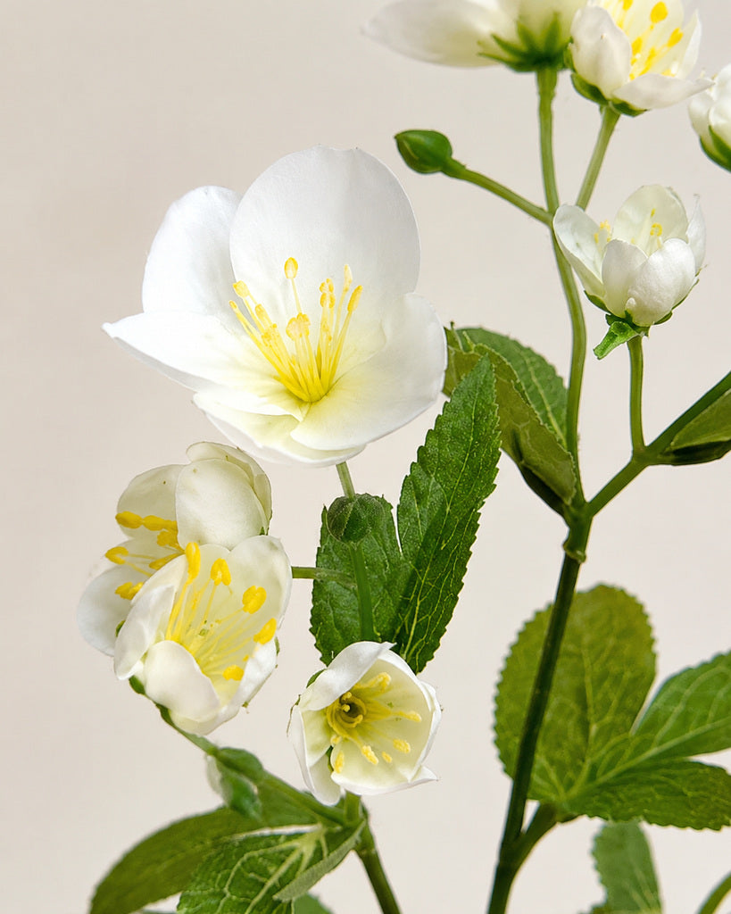 White Artificial Mallow Floral Spray - 55 cm