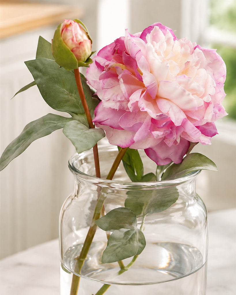 Purple Fabric Artificial Peony Stem - 64 cm