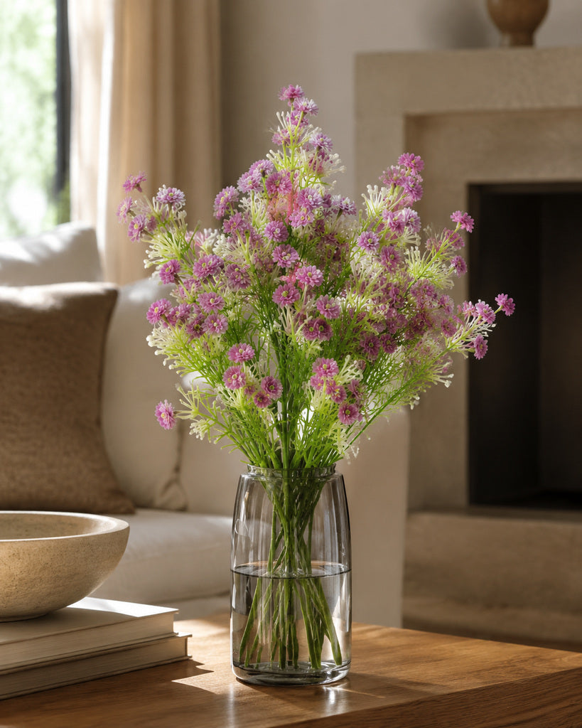 Purple Soft Rubber Artificial Baby's Breath Bouquet - 34 cm